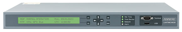 The Meinberg LANTIME M320/MSF time server can be used in large parts of Europe to provide accurate time to networks of any size
