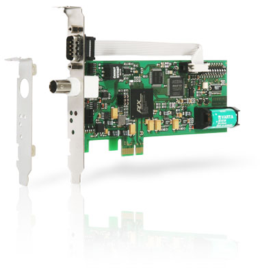 Reception of IRIG-A/B or AFNOR time codes for synchronization of computers and networks in PCI Express form factor, can be used in both low profile and regular PCIe slots.