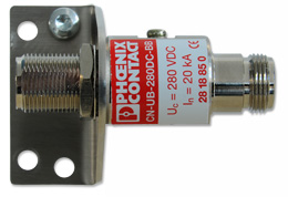 Attachment plug with surge voltage protection, for coaxial signal lines